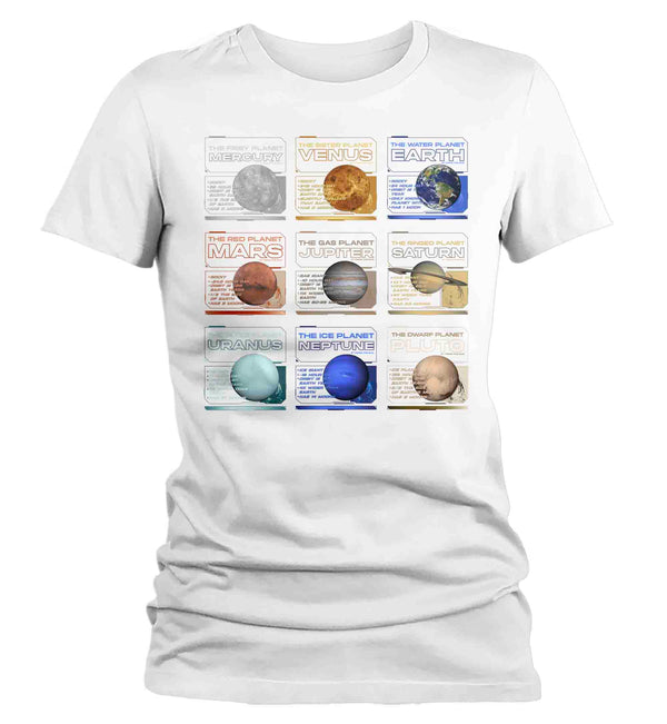 Women's Planets T Shirt Space Shirts Hipster Solar System Astronomy Stars Milky Way Gift Galaxy Saturn For Her Graphic Tee Ladies-Shirts By Sarah