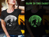 Women's Glow In The Dark Bigfoot Shirt Sasquatch GITD Moon T Shirt Cryptozoology Gift Squatch Forest Hipster Geek Graphic Tee Ladies