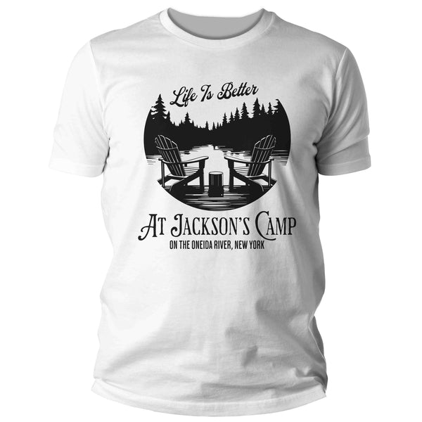 Men's Personalized River Cabin T Shirt Life Is Better At Lake House Reunion Custom Camp Group Tees Camping TShirts Unisex Man Gift For Him-Shirts By Sarah