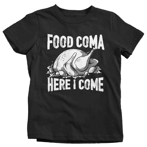 Kids Funny Food Coma T Shirt Thanksgiving Humor Shirts Foodie Tee Joke Tryptophan Turkey Day TShirt Humor Unisex Youth-Shirts By Sarah