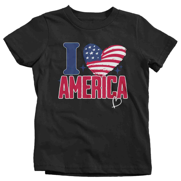 Kids Love America Shirt Patriotic T Shirt 4th July Heart Flag Love U.S. Country Independence Day Tee Man Gift For Youth Unisex-Shirts By Sarah