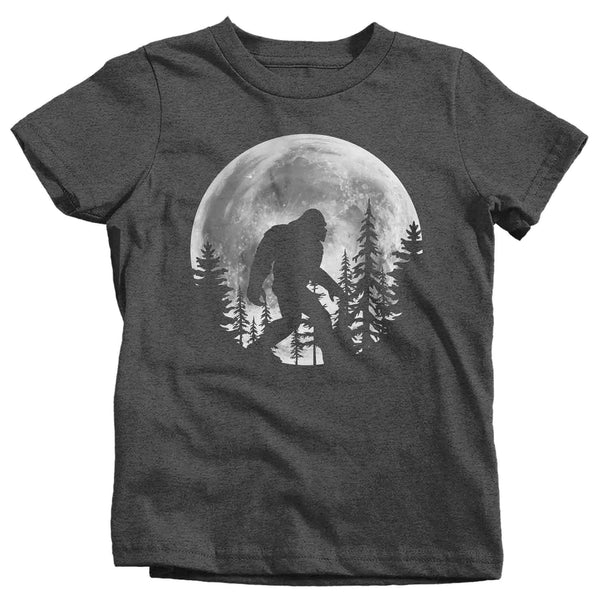 Kids Glow In The Dark Bigfoot Shirt Sasquatch GITD Moon T Shirt Cryptozoology Gift Squatch Forest Hipster Geek Graphic Tee Unisex Youth-Shirts By Sarah