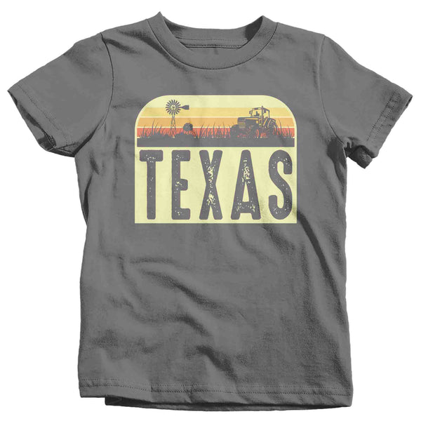 Kids Retro Texas Shirt Farm Tractor T Shirt Vintage State Pride Farming Farmer Gift Texas State Tee Youth Unisex-Shirts By Sarah