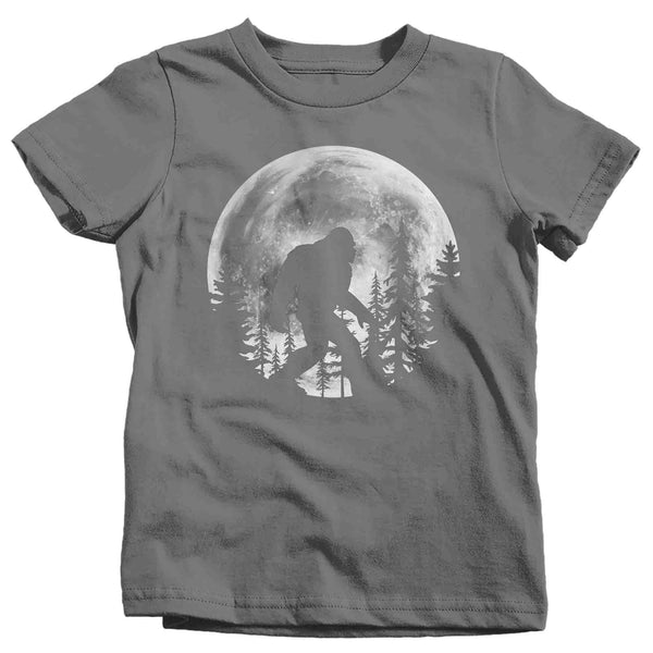 Kids Glow In The Dark Bigfoot Shirt Sasquatch GITD Moon T Shirt Cryptozoology Gift Squatch Forest Hipster Geek Graphic Tee Unisex Youth-Shirts By Sarah