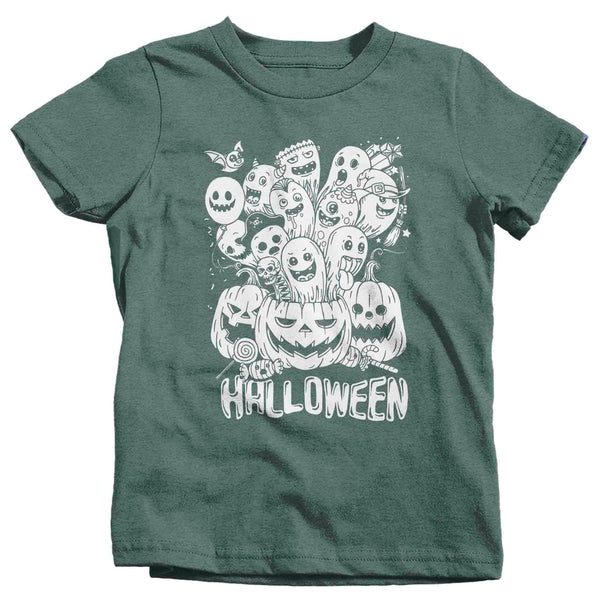 Kids Glow In The Dark Halloween Shirt Monsters Shirt Glowing TShirt T-Shirt Costume Idea Gift Trick Or Treat Tee Unisex For Youth-Shirts By Sarah