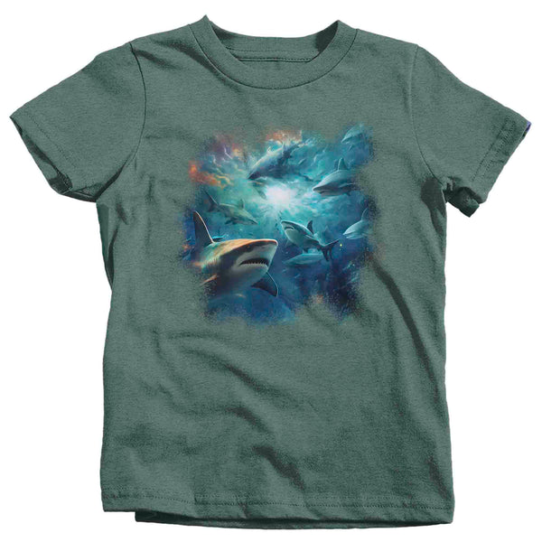 Kids Shark Shirt Underwater T Shirt Photorealistic Tee Ocean Great White Fish Graphic Marine Biologist Gift Idea Unisex Youth-Shirts By Sarah