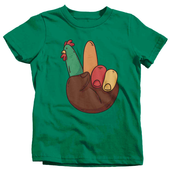 Kids Funny Thanksgiving Shirt Peace Hand Turkey TShirt ASL Peace Sign Language Cute Fun T shirt Thanks Gift Idea Holiday Unisex Tee-Shirts By Sarah