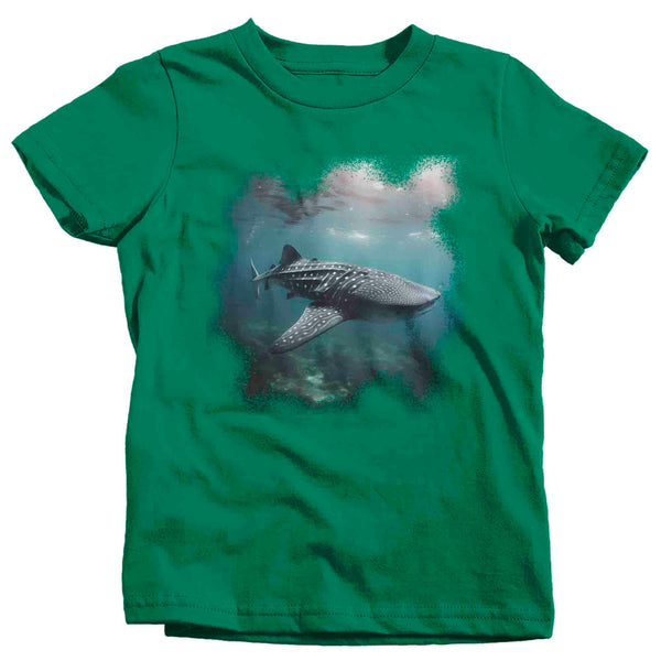 Kids Whale Shark Shirt Photo Underwater TShirt Photorealistic Scuba Diver Ocean Fish Marine Biologist Gift Idea Tee Unisex Youth-Shirts By Sarah