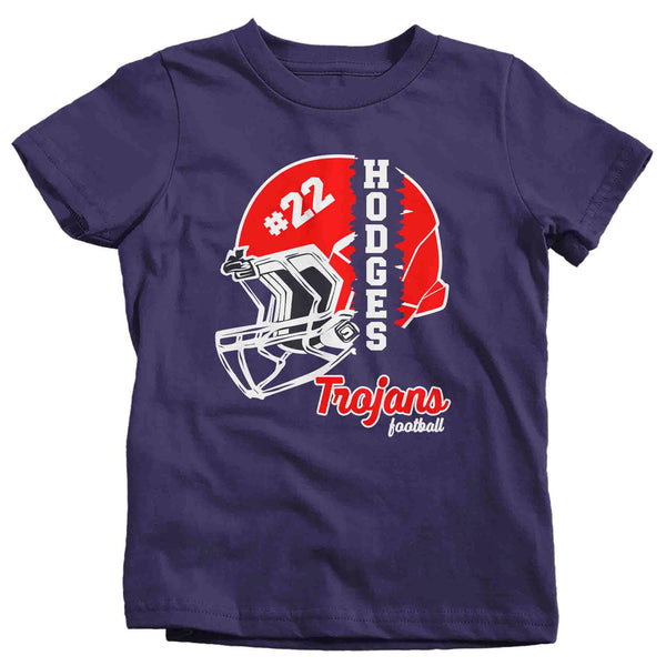 Kids Personalized Football T Shirt Custom Football Helmet Frame Shirts Football Flag Football Sister T Shirt Unisex Youth Gift Idea-Shirts By Sarah