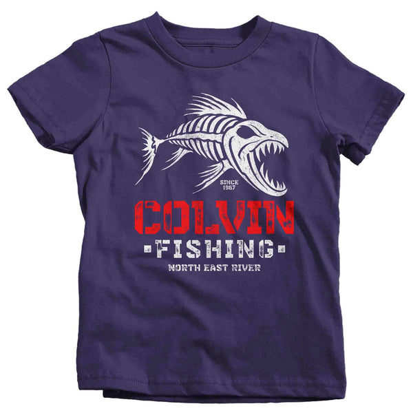 Kids Personalized Fishing Shirt Fish Skeleton T Shirt Custom Fisherman TShirts Trip Skull Group Matching T Shirt Youth Unisex Gift Idea-Shirts By Sarah