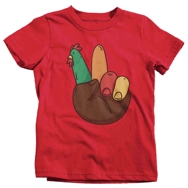 Kids Funny Thanksgiving Shirt Peace Hand Turkey TShirt ASL Peace Sign Language Cute Fun T shirt Thanks Gift Idea Holiday Unisex Tee-Shirts By Sarah