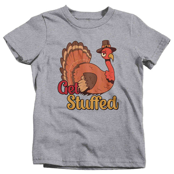 Kids Funny Thanksgiving Shirt Get Stuffed Turkey TShirt Anti Thanksgiving T shirt Thanks Gift Idea Rude Unisex Youth Tee-Shirts By Sarah