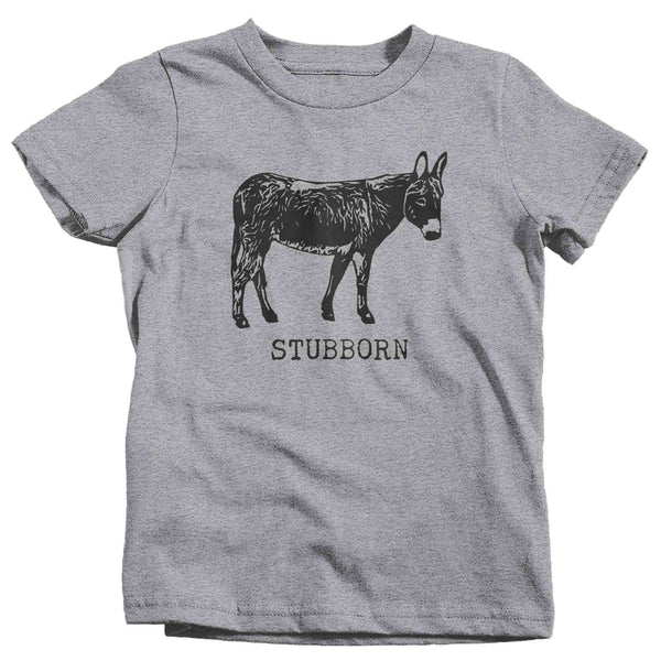 Kids Funny Donkey Shirt Stubborn Ass Hilarious Joke Play On Words Novelty Gift Dad Joke Teen Graphic Tee Unisex-Shirts By Sarah