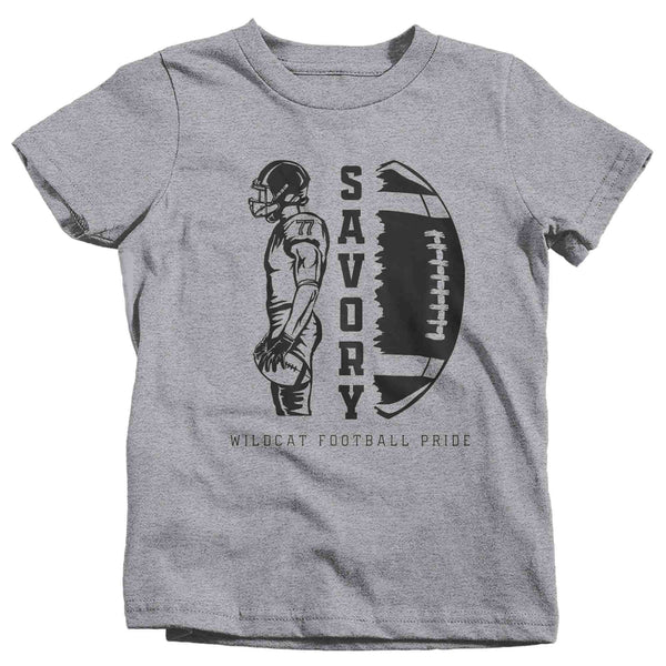 Kids Personalized Football Shirt Custom Football Player Standing Shirts Football Dad Football Name T Shirt Unisex Youth Gift Idea-Shirts By Sarah