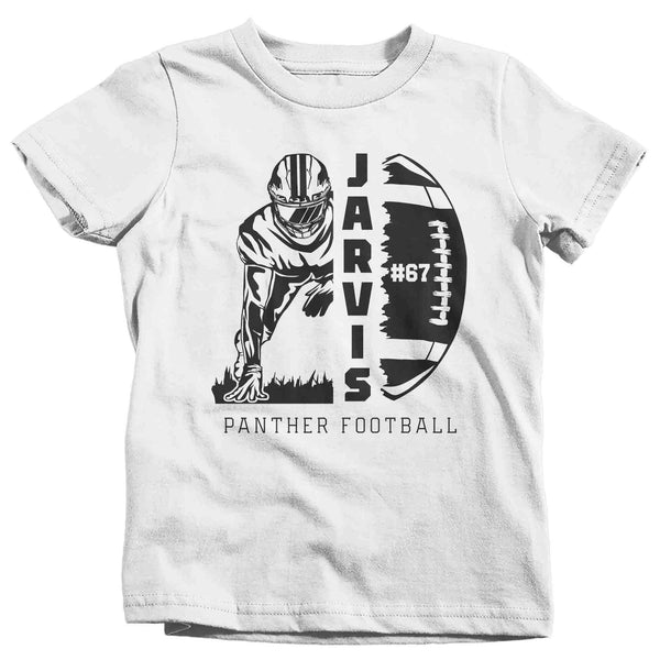 Kids Personalized Football Shirt Custom Football Player Frame Shirts Football Dad Football Name T Shirt Unisex Youth Gift Idea-Shirts By Sarah