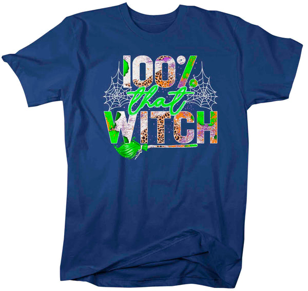 Men's 100% That Witch Shirt Funny Halloween T Shirt Grunge Tee Broomstick Fun Halloween Tee Unisex TShirt Soft Graphic Tee-Shirts By Sarah