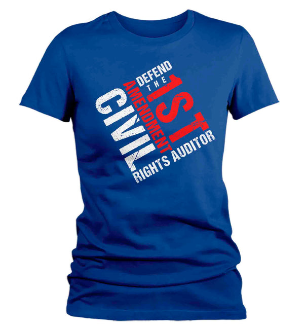 Women's Free Press Shirt Defend 1st Amendment Auditor T Shirt Freedom Speech Activist Audit Police First Constitution Ladies-Shirts By Sarah