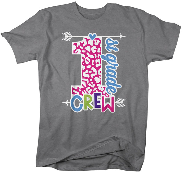 Men's First Grade Teacher T Shirt 1st Grade Crew T Shirt Cute Leopard Print Shirt 1st Teacher Gift Shirts-Shirts By Sarah
