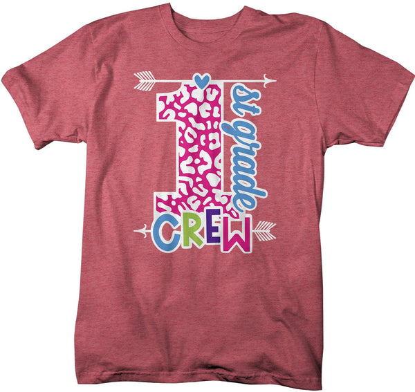 Men's First Grade Teacher T Shirt 1st Grade Crew T Shirt Cute Leopard Print Shirt 1st Teacher Gift Shirts-Shirts By Sarah