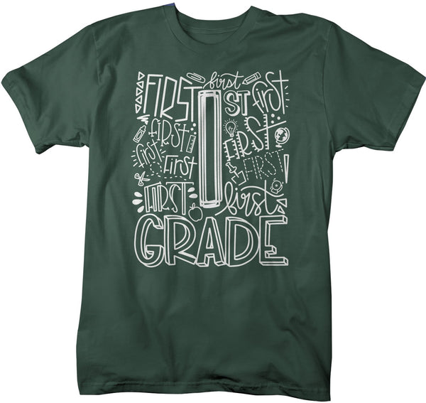 Men's First Grade Teacher T Shirt 1st Grade Typography T Shirt Cute Back To School Shirt 1st Teacher Gift Shirts-Shirts By Sarah