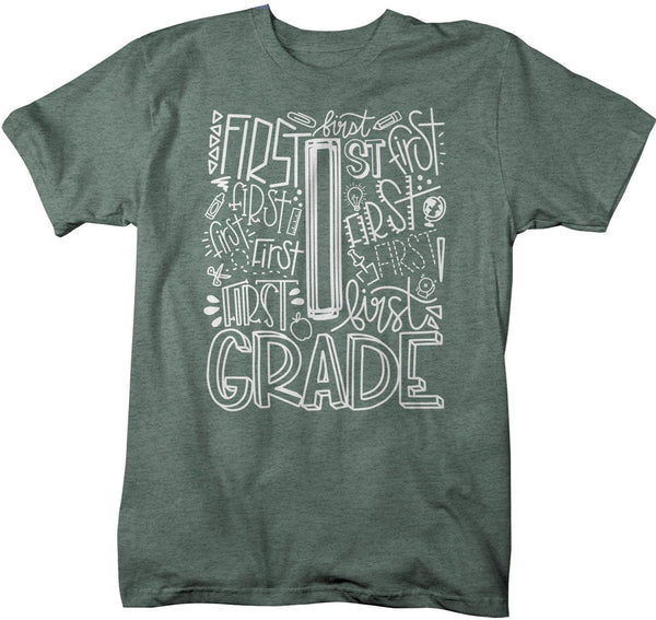 Men's First Grade Teacher T Shirt 1st Grade Typography T Shirt Cute Back To School Shirt 1st Teacher Gift Shirts-Shirts By Sarah
