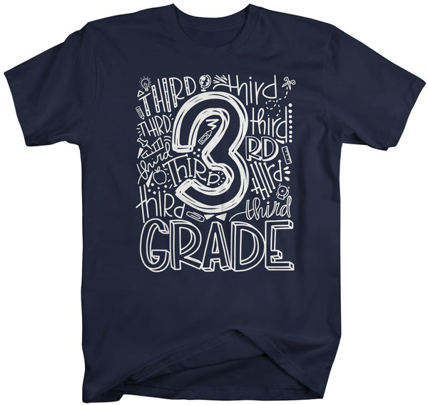 Men's Third Grade Teacher T Shirt 3rd Grade Typography T Shirt Cute Back To School Shirt 3rd Teacher Gift Shirts-Shirts By Sarah