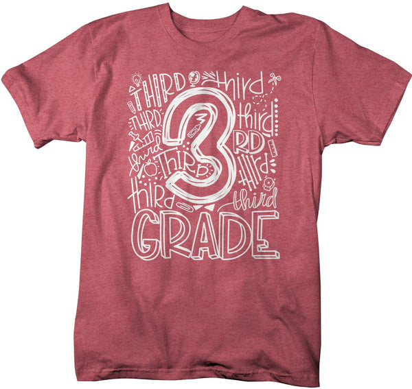 Men's Third Grade Teacher T Shirt 3rd Grade Typography T Shirt Cute Back To School Shirt 3rd Teacher Gift Shirts-Shirts By Sarah