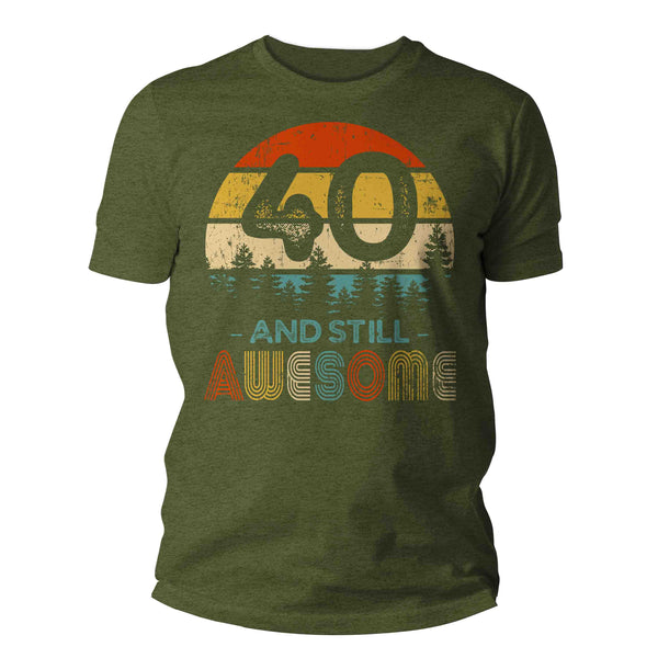 Men's 40th Birthday T-Shirt 40 And Still Awesome Forty Years Old Shirt Gift Idea 40th Birthday Shirts Vintage Fortieth Tee Shirt Man Unisex-Shirts By Sarah