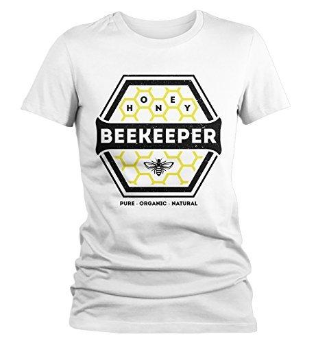 Shirts By Sarah Women's Beekeeper T-Shirt Honey Comb Shirt Pure Natural Organic Shirt-Shirts By Sarah