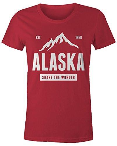 Shirts By Sarah Women's Alaska State Pride T-Shirt Mountains Wonder Tee-Shirts By Sarah