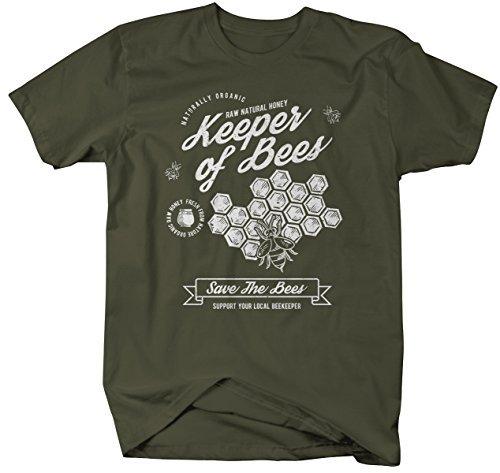 Shirts By Sarah Men's Keeper of Bees T-Shirt Beekeeper Gift Idea Tee Shirt-Shirts By Sarah