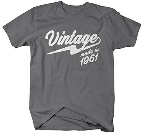 Shirts By Sarah Men's Vintage Made In 1961 T-Shirt Retro Birthday Shirts-Shirts By Sarah