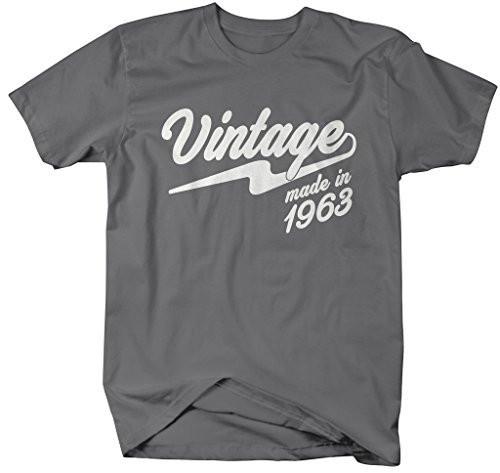 Shirts By Sarah Men's Vintage Made In 1963 T-Shirt Retro Birthday Shirts-Shirts By Sarah