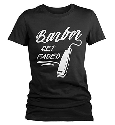 Women's Barber T-Shirt Get Faded Vintage Tee Clippers Barbers Shirt-Shirts By Sarah