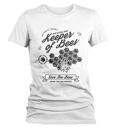 Shirts By Sarah Women's Keeper of Bees T-Shirt Beekeeper Gift Idea Tee Shirt-Shirts By Sarah