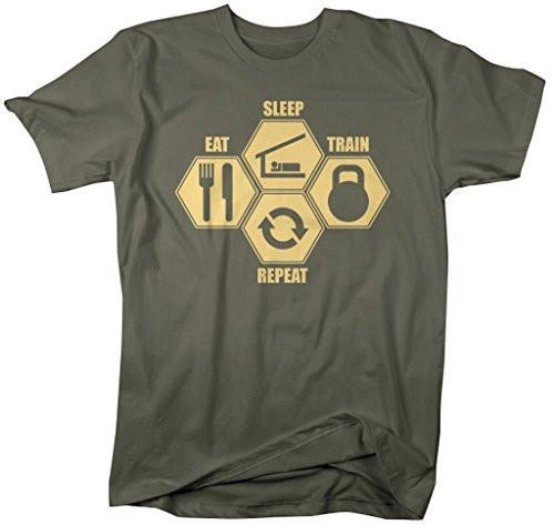 Shirts By Sarah Men's Workout T-Shirt Eat Sleep Cross Train Shirts-Shirts By Sarah