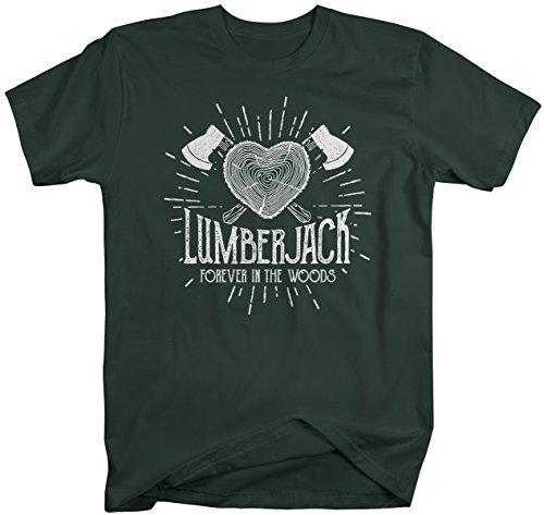 Shirts By Sarah Men's Lumberjack T-Shirt Forever in Woods Logger Logging Tee Shirt-Shirts By Sarah