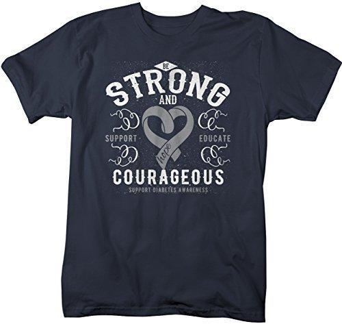 Shirts By Sarah Men's Strong & Courageous Diabetes Awareness T-Shirt Gray Ribbon-Shirts By Sarah