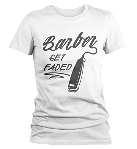 Women's Barber T-Shirt Get Faded Vintage Tee Clippers Barbers Shirt-Shirts By Sarah