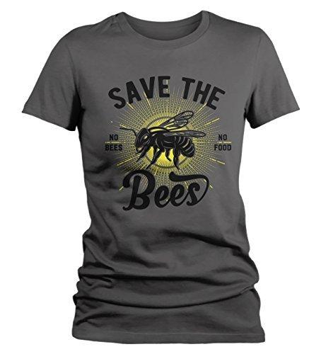 Shirts By Sarah Women's T-Shirt Save The Bees No Food Bee Keeper Gift Shirt-Shirts By Sarah