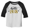 Shirts By Sarah Toddler Hello 2018 New Year's Shirt 3/4 Sleeve Raglan T-Shirt