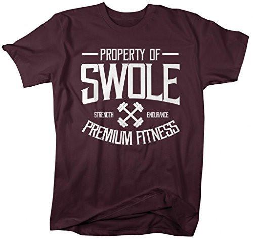 Shirts By Sarah Men's Property Of Swole Workout T-Shirt Gym Lifting Shirts-Shirts By Sarah