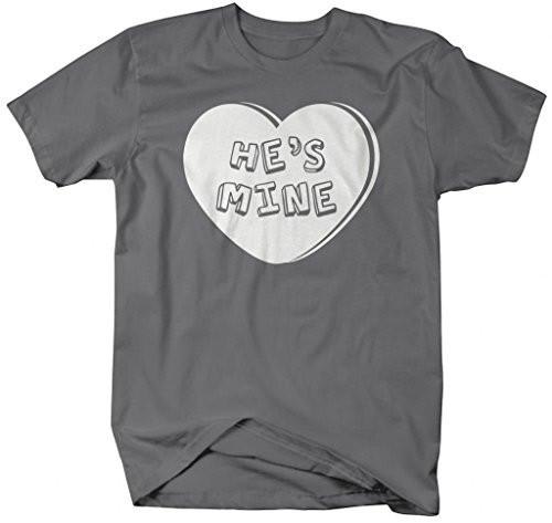 Shirts By Sarah Unisex Matching Valentine's Day Couples T-Shirts He's Mine Heart Shirts-Shirts By Sarah