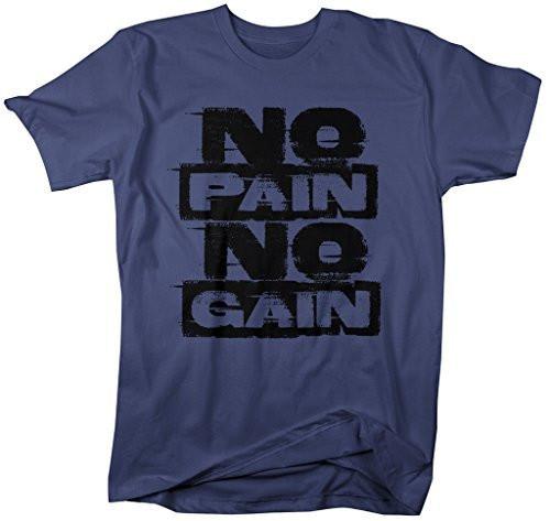Shirts By Sarah Men's Workout T-Shirt No Pain No Gain Gym Shirts-Shirts By Sarah