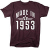 Shirts By Sarah Men's Made In 1953 Birthday T-Shirt Retro Star Custom Shirts
