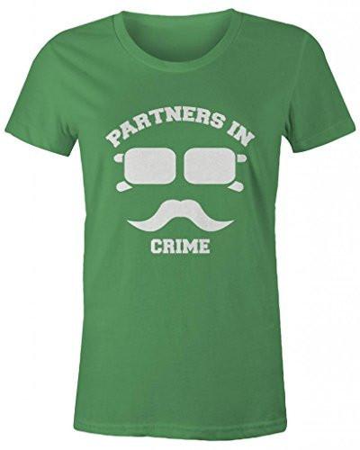 Shirts By Sarah Women's Best Friend T-Shirts Partners In Crime Hipster Mustache-Shirts By Sarah