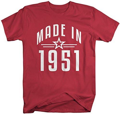 Shirts By Sarah Men's Made In 1951 Birthday T-Shirt Retro Star Custom Shirts-Shirts By Sarah