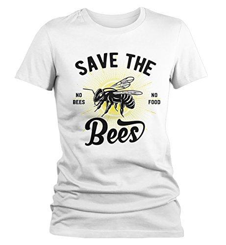 Shirts By Sarah Women's T-Shirt Save The Bees No Food Bee Keeper Gift Shirt-Shirts By Sarah