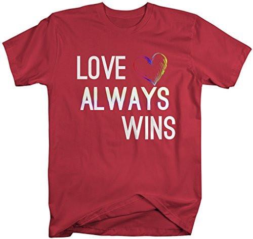 Shirts By Sarah Men's Love Always Wins LGBT Support T-Shirt Rainbow Shirt-Shirts By Sarah