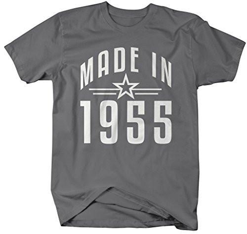 Shirts By Sarah Men's Made In 1955 Birthday T-Shirt Retro Star Custom Shirts-Shirts By Sarah